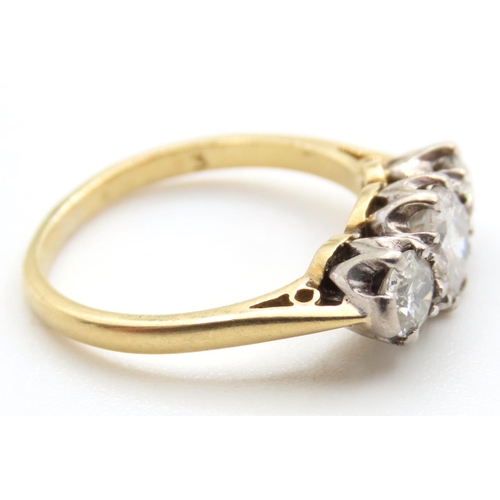 76 - Three Stone Ladies Diamond Ring Mounted in 18 Carat Yellow Gold Ring Size K