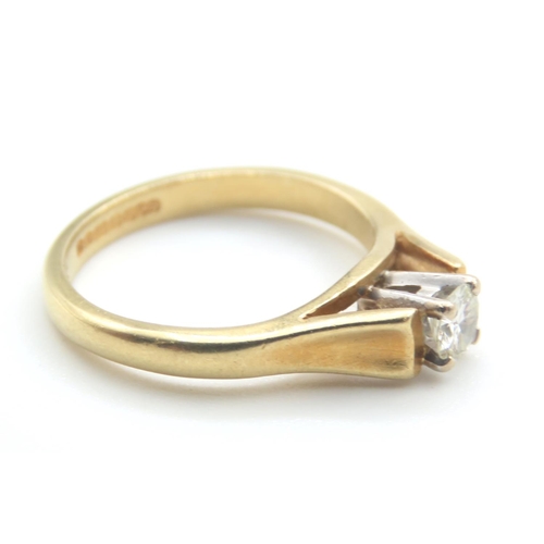 77 - Diamond Solitaire Ring Set in Platinum Mounted on 18 Carat Yellow Gold Ring Size M