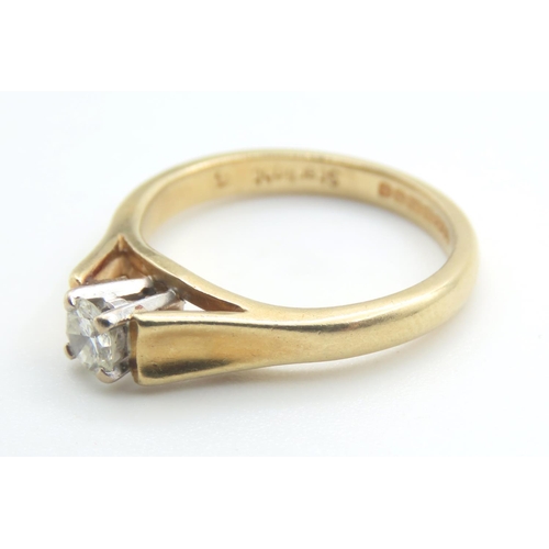 77 - Diamond Solitaire Ring Set in Platinum Mounted on 18 Carat Yellow Gold Ring Size M