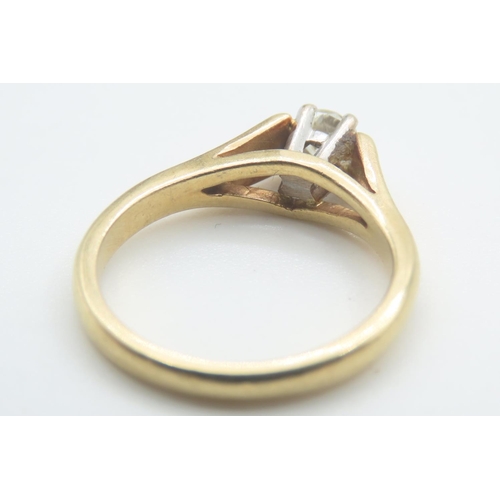 77 - Diamond Solitaire Ring Set in Platinum Mounted on 18 Carat Yellow Gold Ring Size M