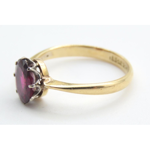 78 - Basket Set Rubellite Solitaire Ring Set in 18 Carat Yellow Gold Ring Size M and a Half