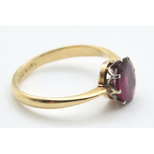 78 - Basket Set Rubellite Solitaire Ring Set in 18 Carat Yellow Gold Ring Size M and a Half