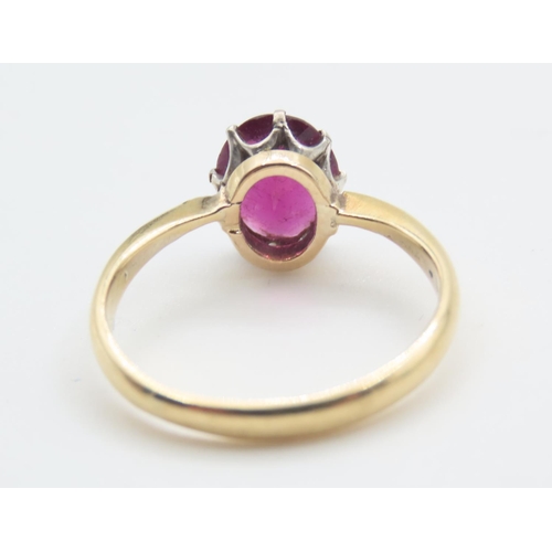 78 - Basket Set Rubellite Solitaire Ring Set in 18 Carat Yellow Gold Ring Size M and a Half