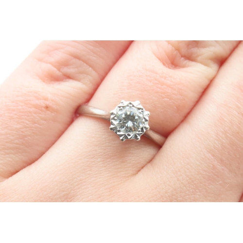 79 - Diamond Solitaire Ring Set in 18 Carat White Gold Ring Size P and a Half