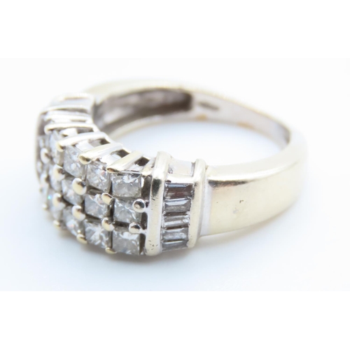 81 - Fifteen Stone Diamond Ring With Further Diamond Decoration to Shoulders Set in 18 Carat White Gold R... 