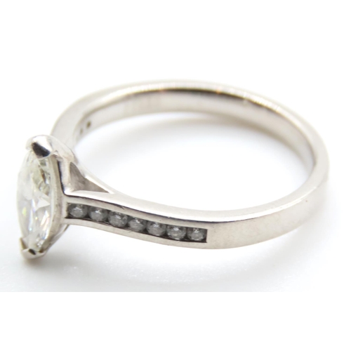 84 - Marquise Cut Diamond  Solitaire Ring with Further Diamonds Set to Shoulders Mounted in Platinum Ring... 