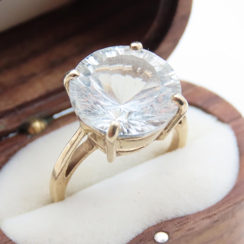 87 - White Topaz Statement Ring Set in 9 Carat Yellow Gold Ring Size N