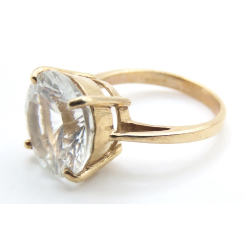 87 - White Topaz Statement Ring Set in 9 Carat Yellow Gold Ring Size N