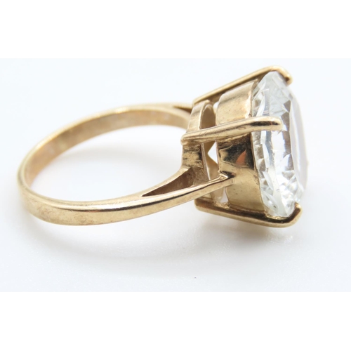 87 - White Topaz Statement Ring Set in 9 Carat Yellow Gold Ring Size N