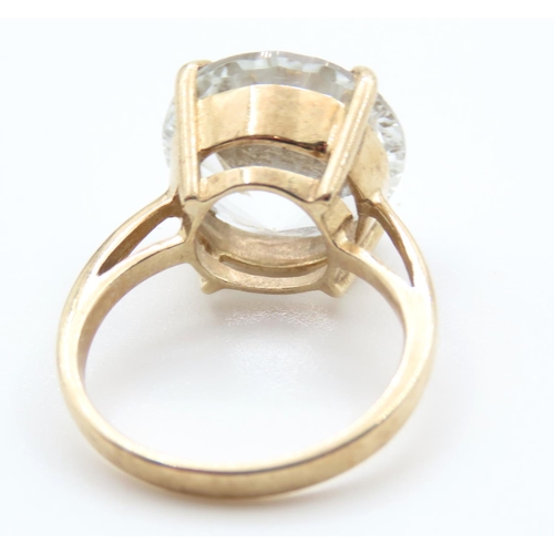 87 - White Topaz Statement Ring Set in 9 Carat Yellow Gold Ring Size N