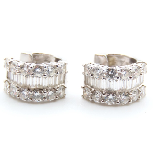 88 - Pair of Ladies Diamond Set Earrings Mounted in 18 Carat White Gold Each 1.5cm High