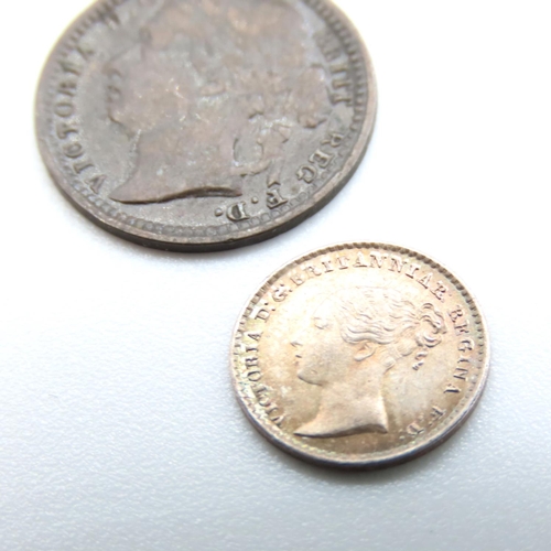 95 - Third of Farthing Coin and another Silver Two Pieces in Lot