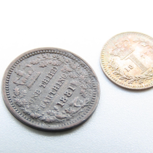 95 - Third of Farthing Coin and another Silver Two Pieces in Lot