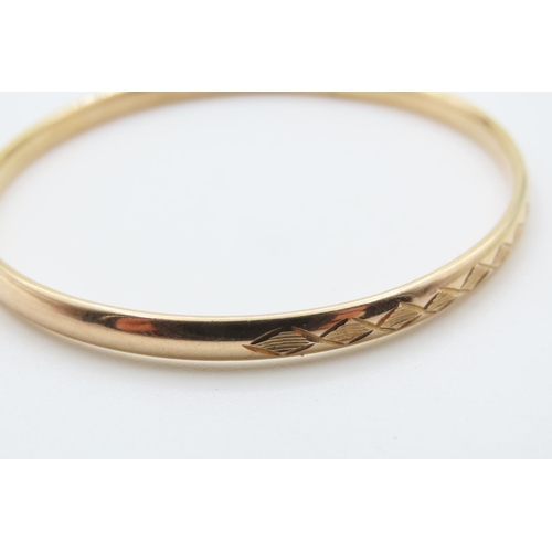 99 - 9 Carat Yellow Gold Bangle with Diamond Cut Design Inner Width 6cm