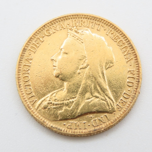 541 - Full Sovereign 22ct Gold 7.9 Grams 1893 Mourning Victoria London Mint