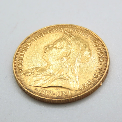 541 - Full Sovereign 22ct Gold 7.9 Grams 1893 Mourning Victoria London Mint