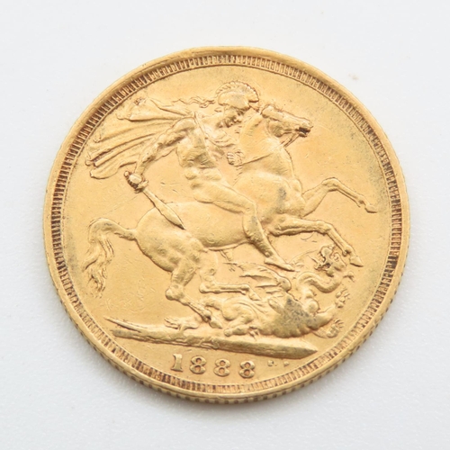 543 - Full Sovereign 22ct Gold 7.9 Grams 1888 Jubilee Victoria London Mint