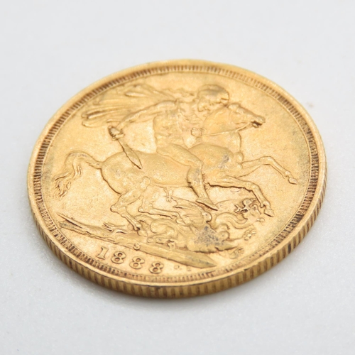 543 - Full Sovereign 22ct Gold 7.9 Grams 1888 Jubilee Victoria London Mint