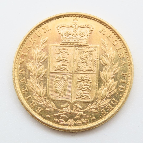 544 - Full Sovereign 22ct Gold 7.9 Grams 1853 Young Victoria Shieldback London Mint