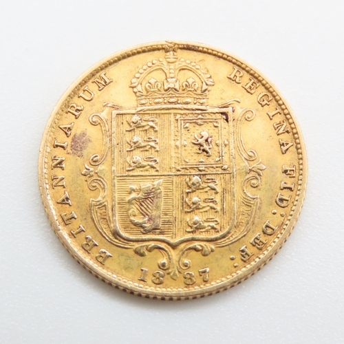 547 - Half Sovereign 22ct Gold 3.9 Grams 1887 Jubilee Victoria Shieldback London Mint