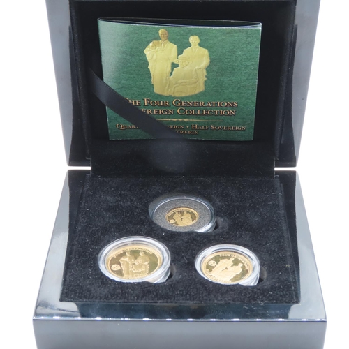 550 - 2014 The Four Generations Sovereign Coin Collection 22ct Gold 7.99g, 3.99g and 1.99g with Original P... 