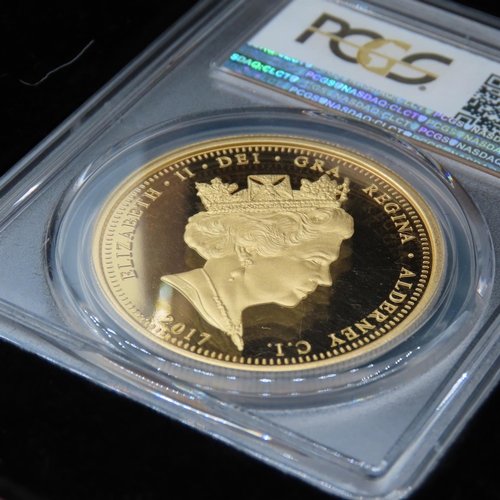 552 - States of Alderney Remembrance Poppy One Hundred Pounds Ounce Gold Coin Dated 2017
31.1g PCGS PR70DC... 