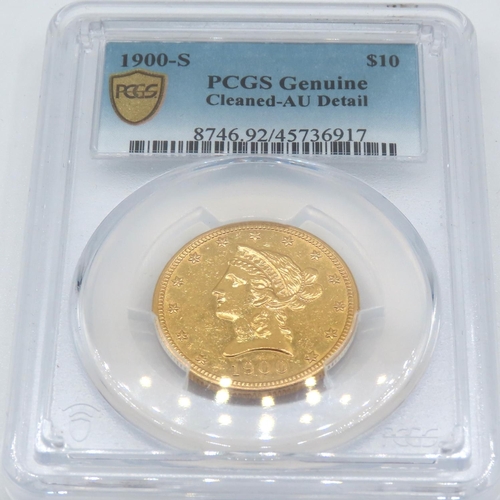 555 - 1900 Ten Dollar Gold Coin PCGS Graded 16.71g 90% AU