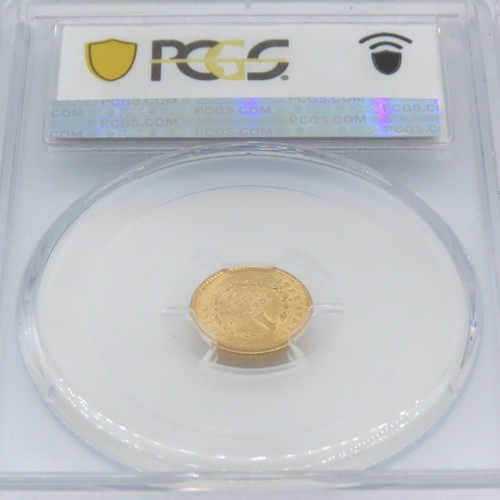 557 - 1851 Gold Type 1 Liberty Head $1 Coin PCGS MS63 1.7g 90% AU. This 1851 Liberty Head Gold Dollar Coin... 