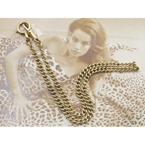 9 Carat Yellow Gold Pocket Watch Chain 35cm Long Possibly French Lot Includes Original Photograph of Claudine Auger Illustrated,Bond Girl 'Thunderball' 1965