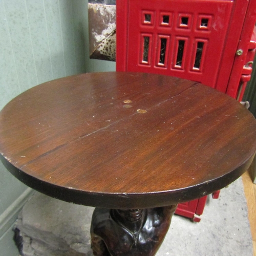 115 - Carved Mahogany Occasional Table Blackamoor Figural Central Column Approximately 28 Inches High Top ... 