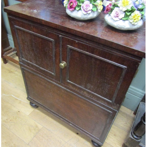 124 - Victorian Mahogany Two Door Side Chest Approximately 24 Inches Wide x 28 Inches High Bun Supports