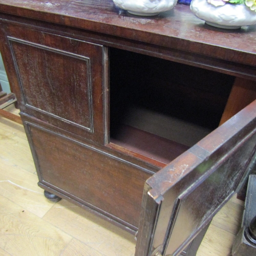 124 - Victorian Mahogany Two Door Side Chest Approximately 24 Inches Wide x 28 Inches High Bun Supports