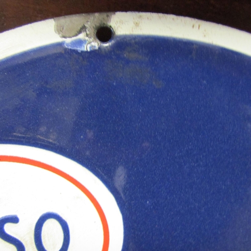 129 - Esso Garage Advertising Sign Circular Form Approximately 10 Inches Diameter