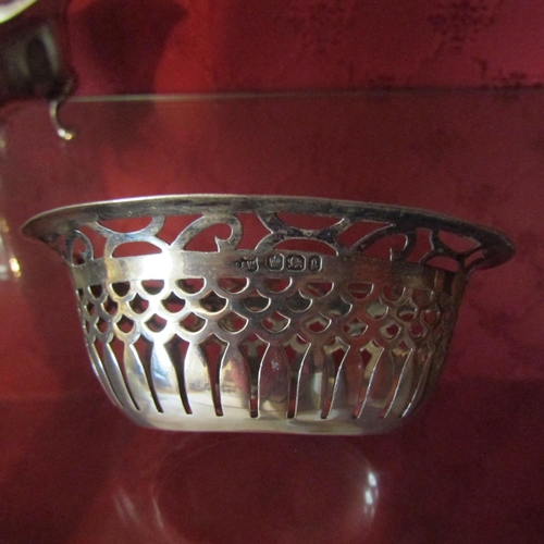 13 - Edwardian Silver Dish Open Fret Form Approximately 4 Inches Wide Hallmarked