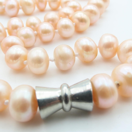 1421 - Single Strand Ladies Pearl Necklace with Magnetic Silver Clasp 42cm Long