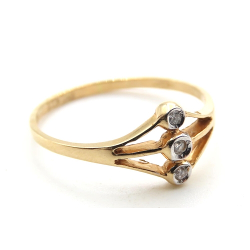 1425 - Three Stone Diamond Set Ring Mounted in 18 Carat Yellow Gold Ring Size Q