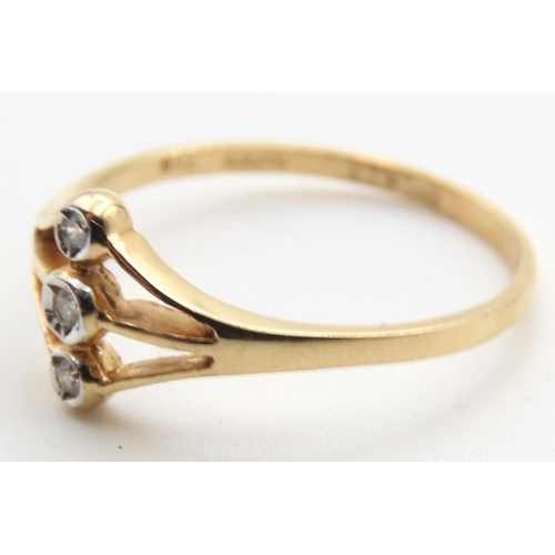 1425 - Three Stone Diamond Set Ring Mounted in 18 Carat Yellow Gold Ring Size Q