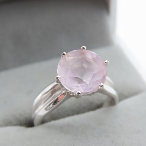 1429 - Six Claw Set Pale Pink Sapphire Solitaire Statement Ring Mounted on 9 Carat White Gold Band Ring Siz... 