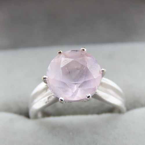 1429 - Six Claw Set Pale Pink Sapphire Solitaire Statement Ring Mounted on 9 Carat White Gold Band Ring Siz... 