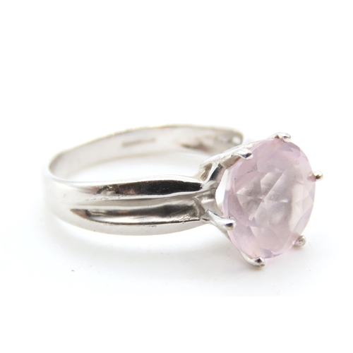 1429 - Six Claw Set Pale Pink Sapphire Solitaire Statement Ring Mounted on 9 Carat White Gold Band Ring Siz... 