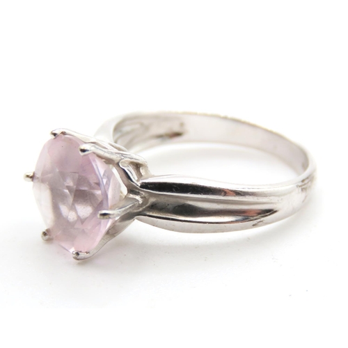 1429 - Six Claw Set Pale Pink Sapphire Solitaire Statement Ring Mounted on 9 Carat White Gold Band Ring Siz... 