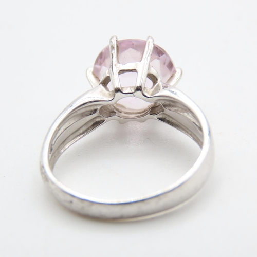 1429 - Six Claw Set Pale Pink Sapphire Solitaire Statement Ring Mounted on 9 Carat White Gold Band Ring Siz... 