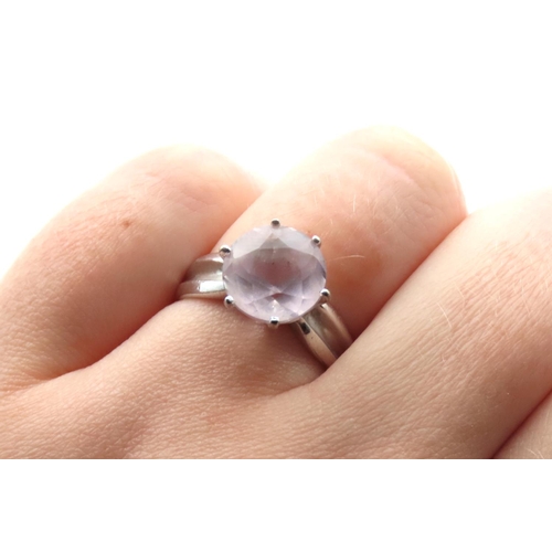 1429 - Six Claw Set Pale Pink Sapphire Solitaire Statement Ring Mounted on 9 Carat White Gold Band Ring Siz... 