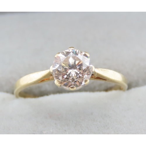 1438 - 1 Carat Diamond Solitaire Ring Mounted in 18 Carat Yellow Gold Ring Size N and a Half