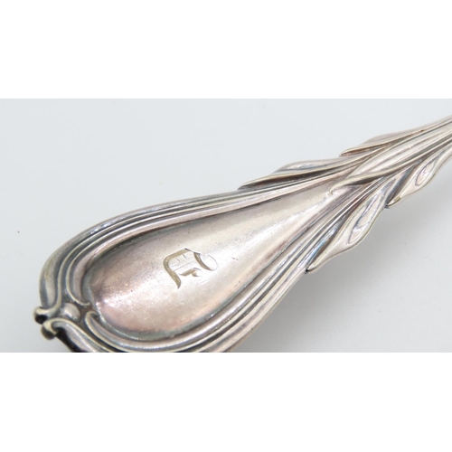 1455 - Pair of Edwardian Silver Plated Serving Knife and Spoon 32cm Long with Silver Fork 25cm Long