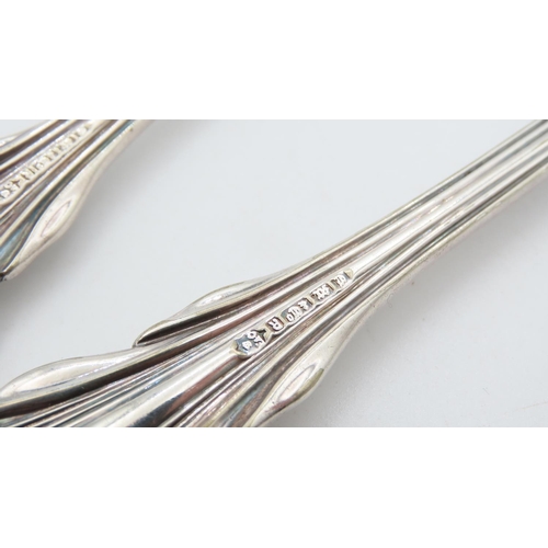 1455 - Pair of Edwardian Silver Plated Serving Knife and Spoon 32cm Long with Silver Fork 25cm Long