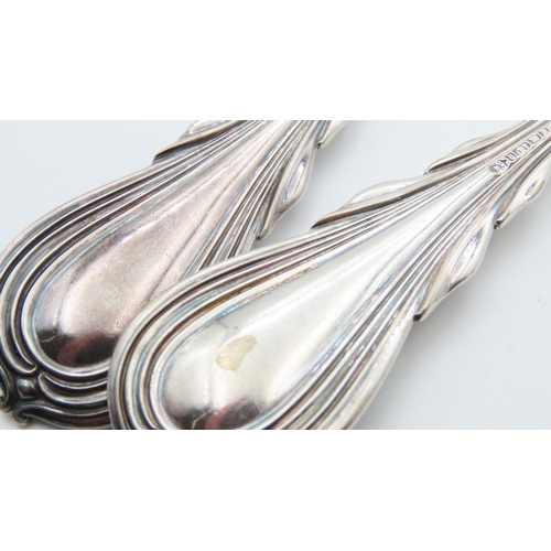 1455 - Pair of Edwardian Silver Plated Serving Knife and Spoon 32cm Long with Silver Fork 25cm Long