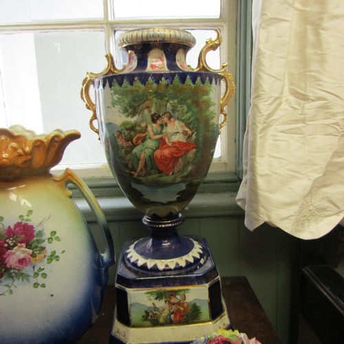 22 - Five Porcelain Items Including Urn and Vases Both with Slight Damages and Pair of Ainsley Floral Pie... 