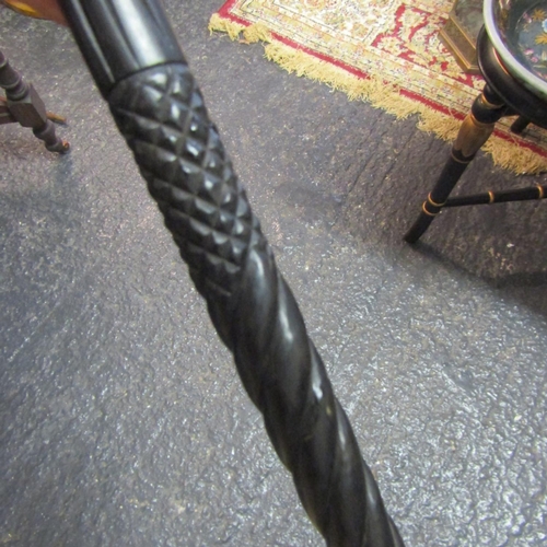 249 - Carved Handled Walking Stick Full Size Carved Bog Oak