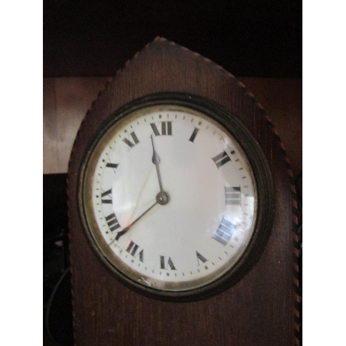 252 - Victorian Archtop Mantle Clock Roman Numeral Decorated Dial Approximately 9 Inches High Ormolu Bun S... 